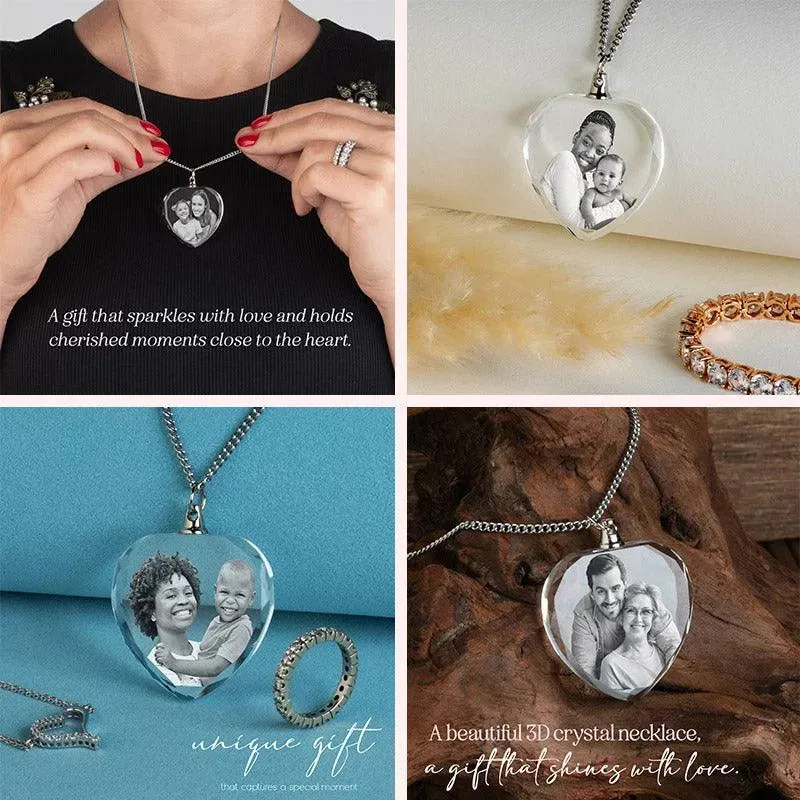 3D Crystal Necklace, Custom Photo Necklace