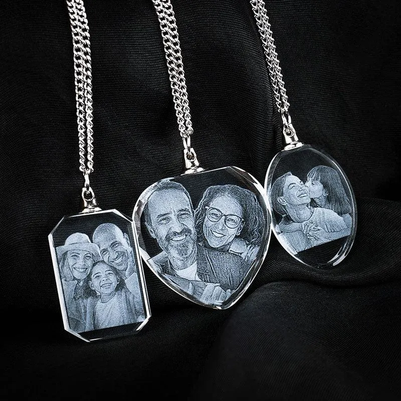 3D Crystal Necklace, Custom Photo Necklace