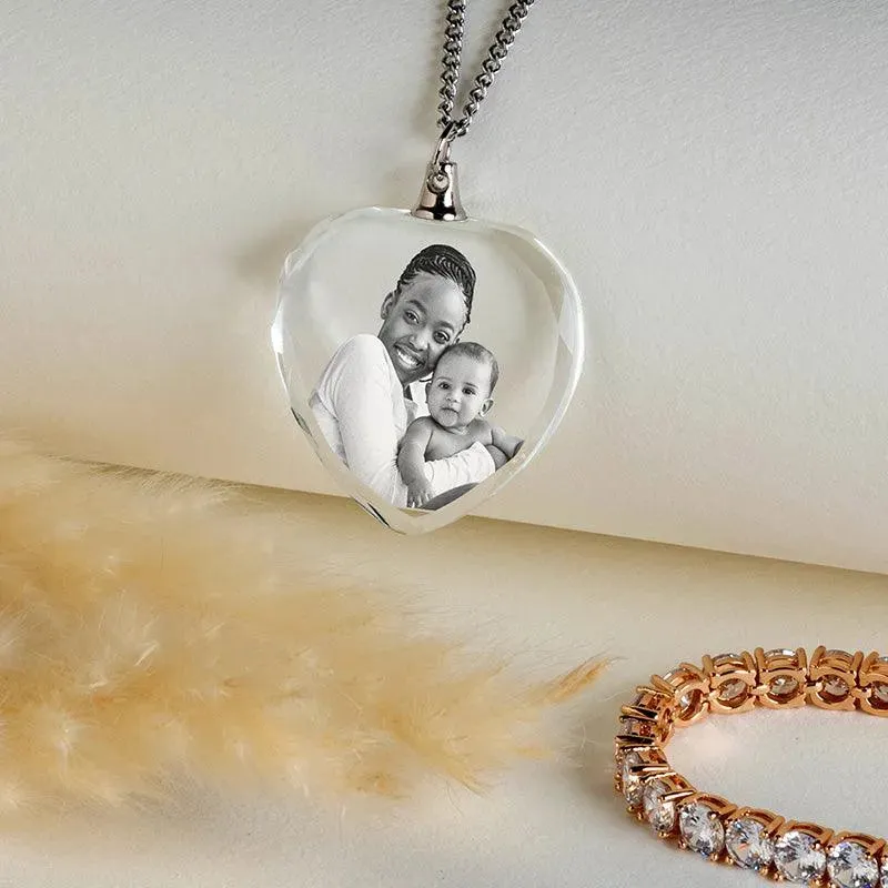 3D Crystal Necklace, Custom Photo Necklace