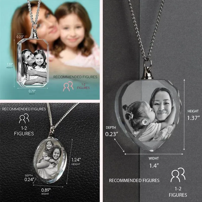 3D Crystal Necklace, Custom Photo Necklace