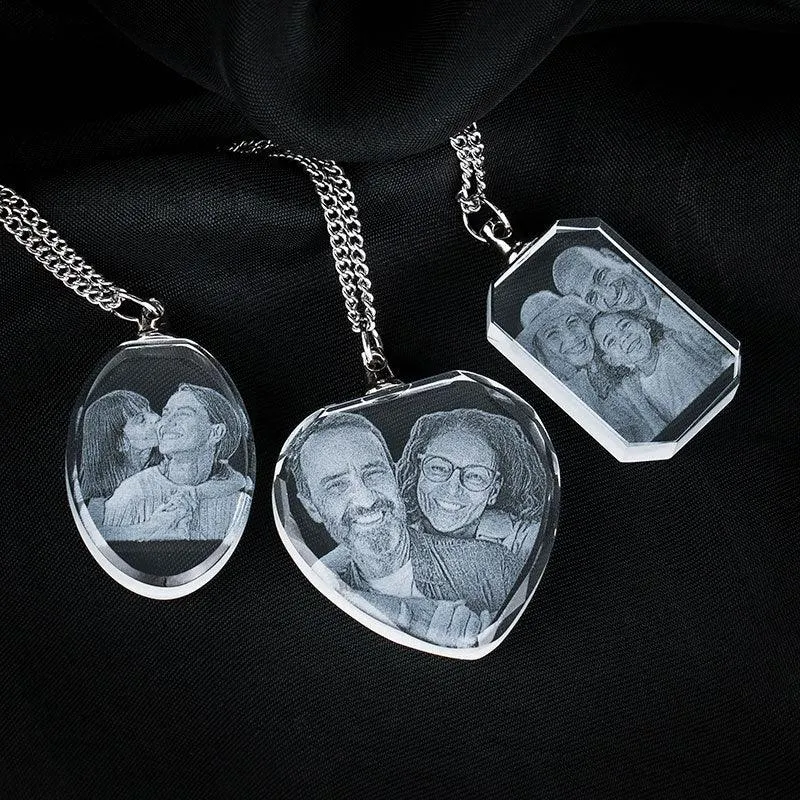 3D Crystal Necklace, Custom Photo Necklace