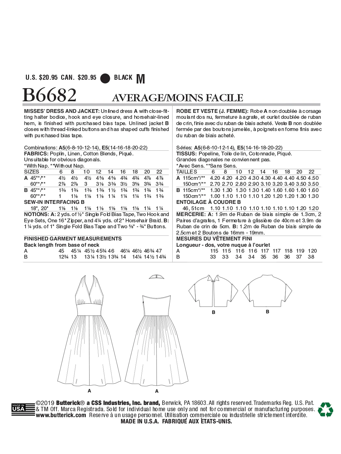 B6682 Misses' Dress and Jacket