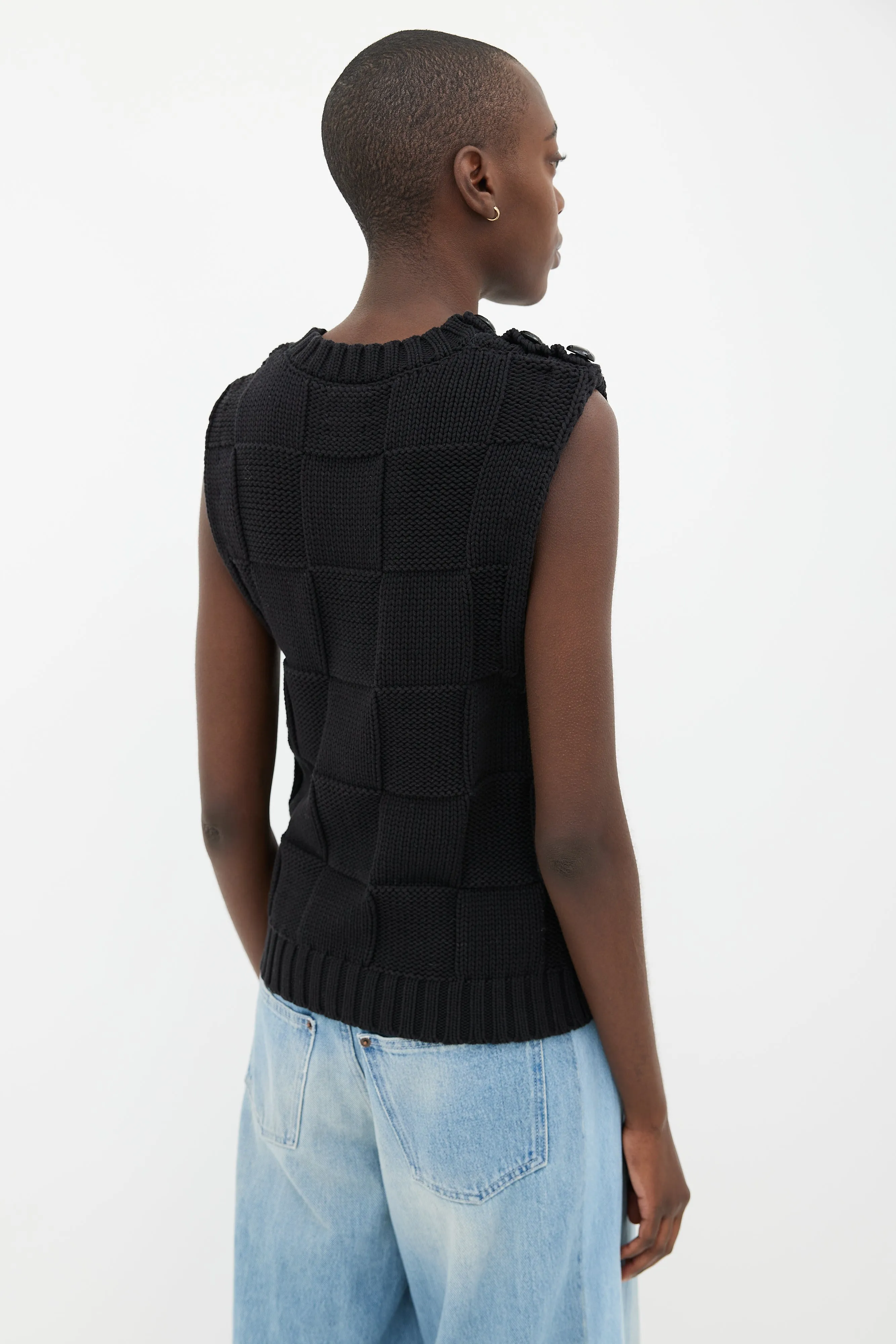 Black Check & Red Logo Sweater Vest
