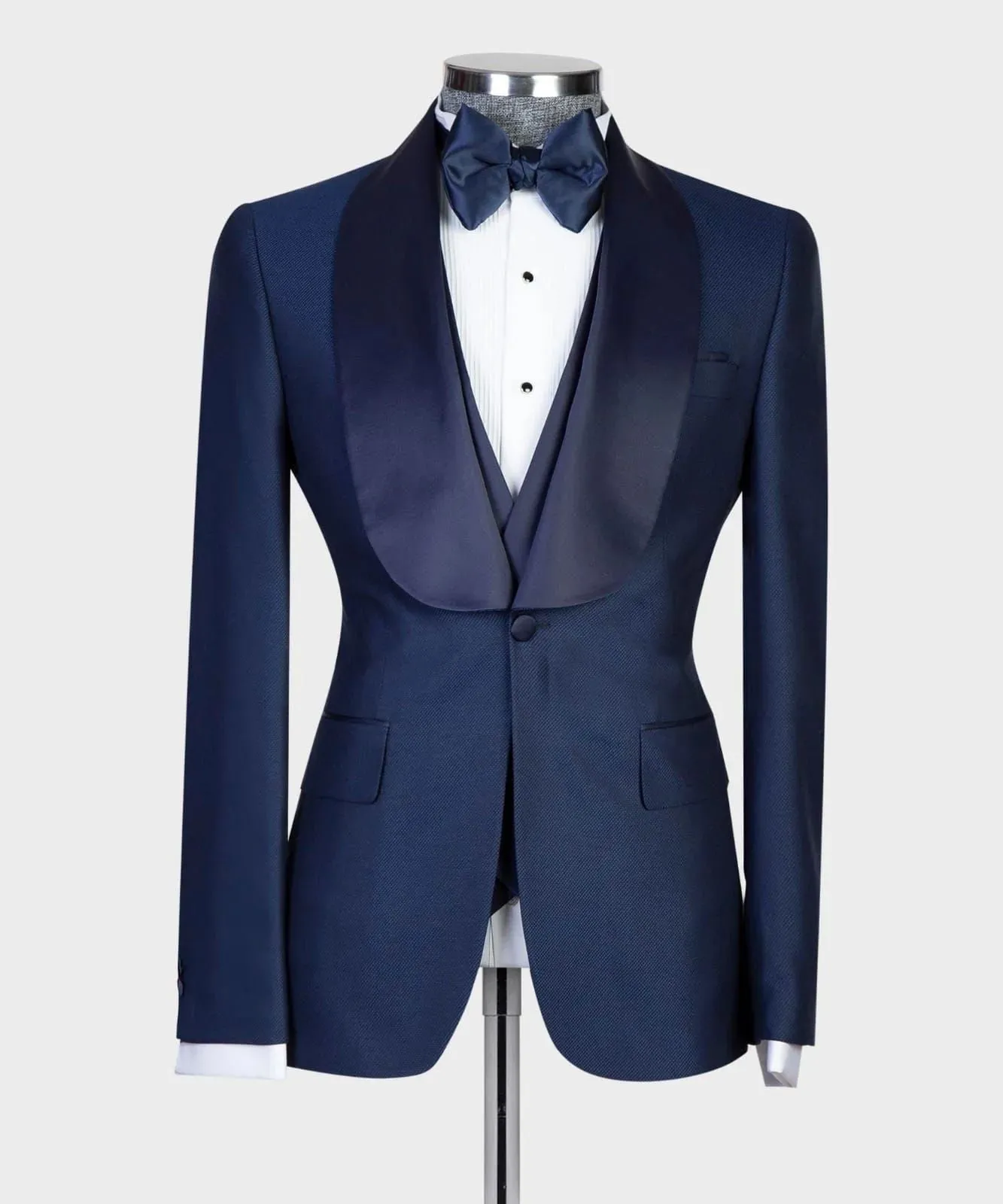 Blue Tuxedo With Blue Shiny Lapel