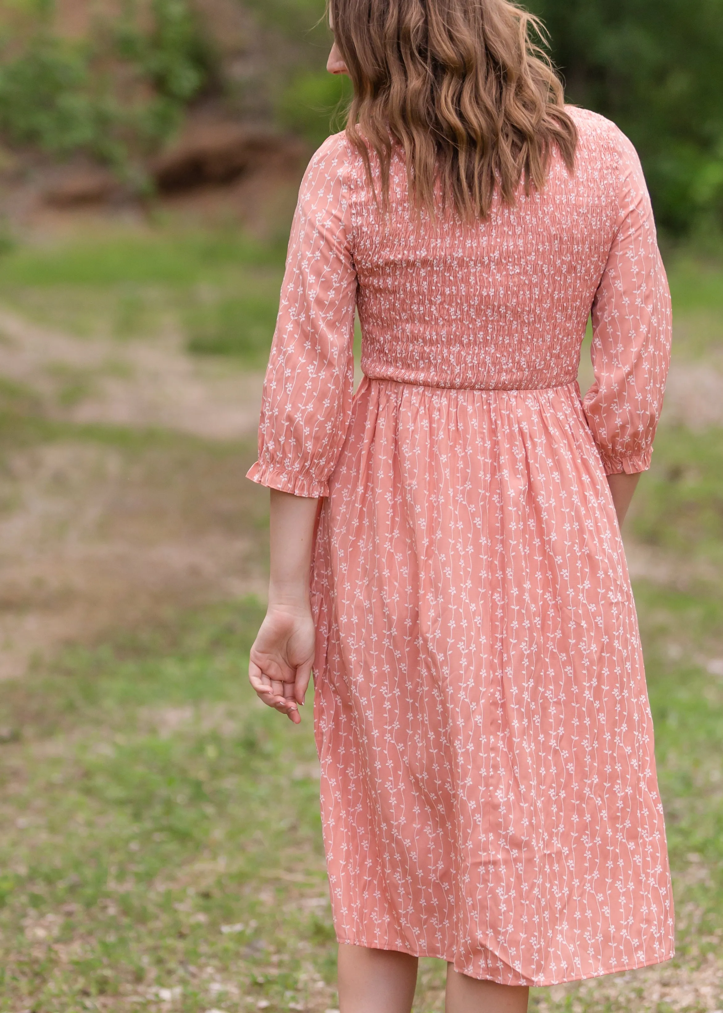 Blush Smocked Floral Flowy Midi Dress - Final Sale