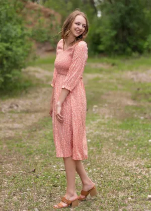Blush Smocked Floral Flowy Midi Dress - Final Sale