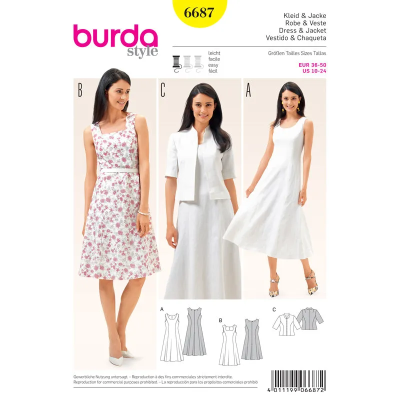 BURDA - 6687 Ladies Dress & Jacket