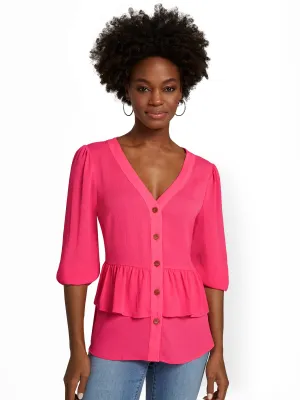 Button-Front Babydoll Top