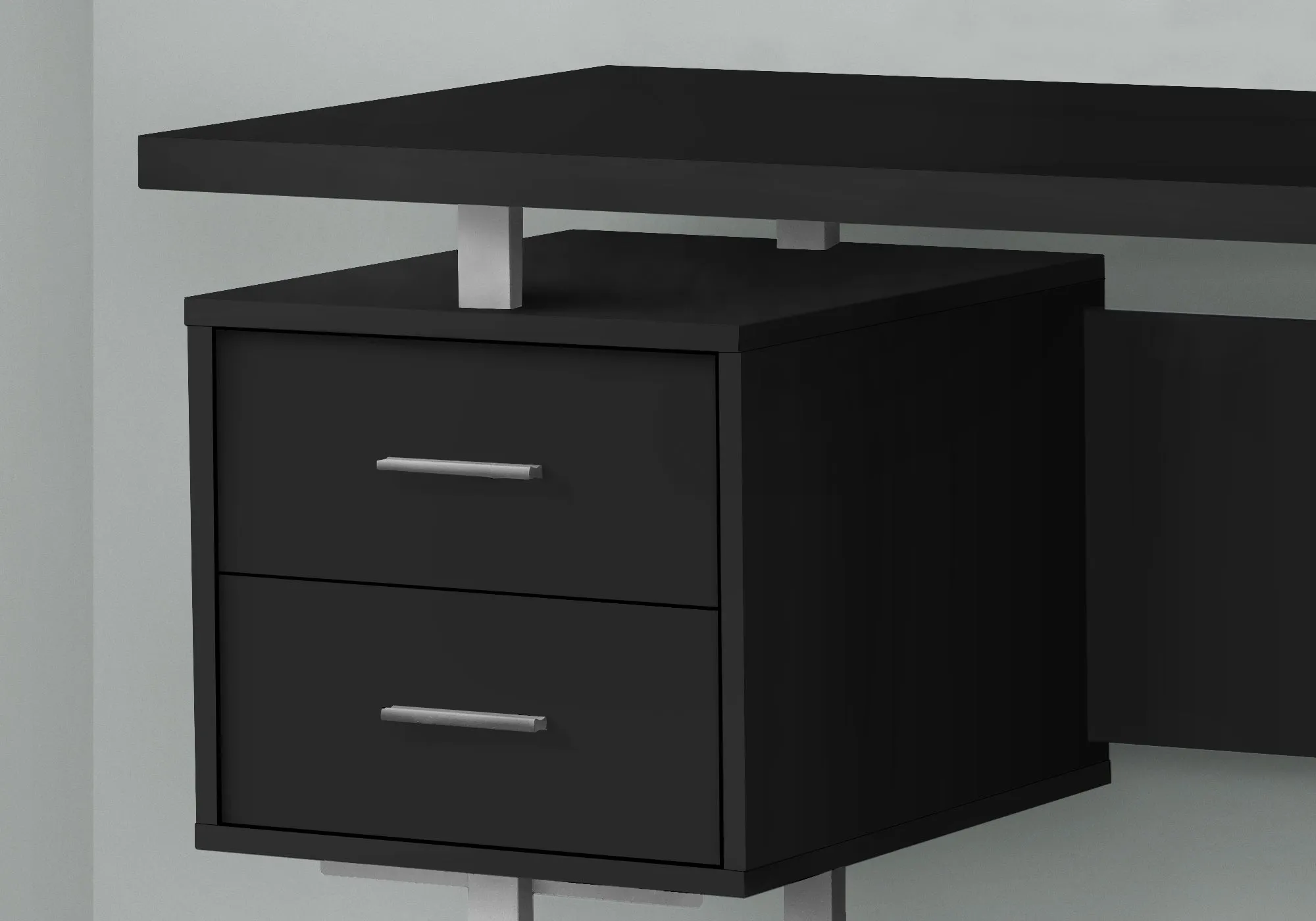 Computer Desk - 60"L / Black / Silver Metal