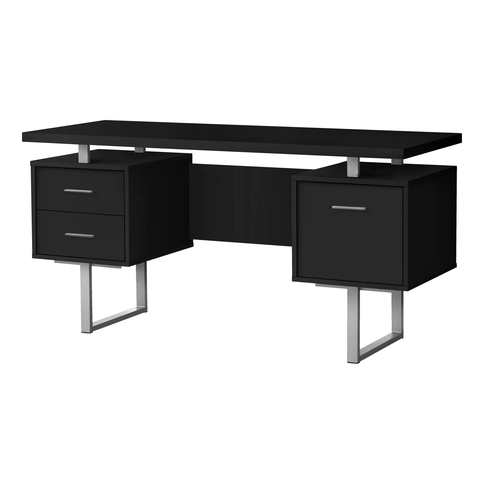Computer Desk - 60"L / Black / Silver Metal