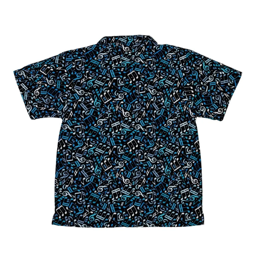 Dotted Blue Musical Notes Black Youth Hawaiian Shirt