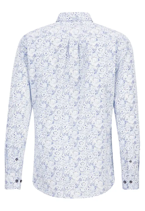 FYNCH HATTON® Blue Print Story Shirt/Off White - SS23 SALE