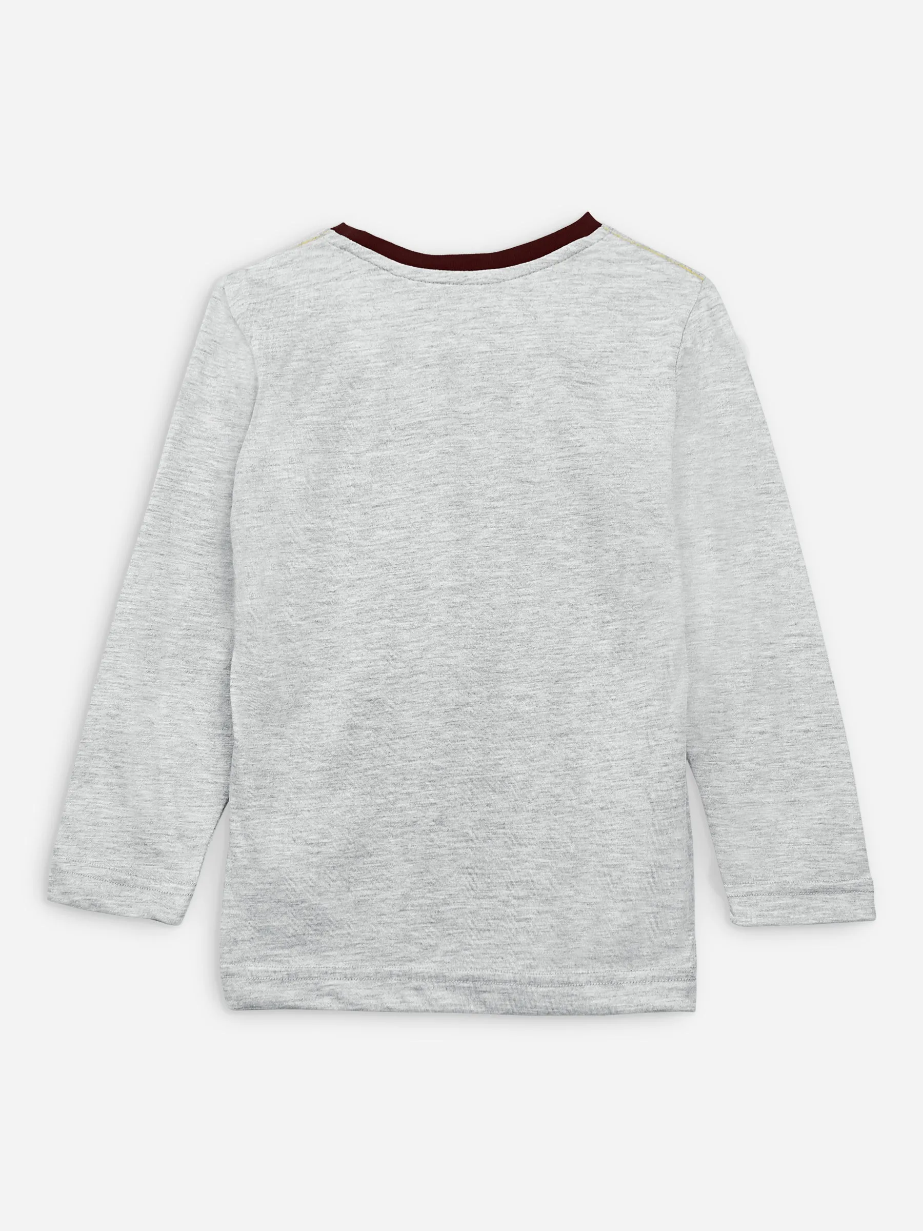 Grey Long Sleeve Casual T-Shirt With Pocket