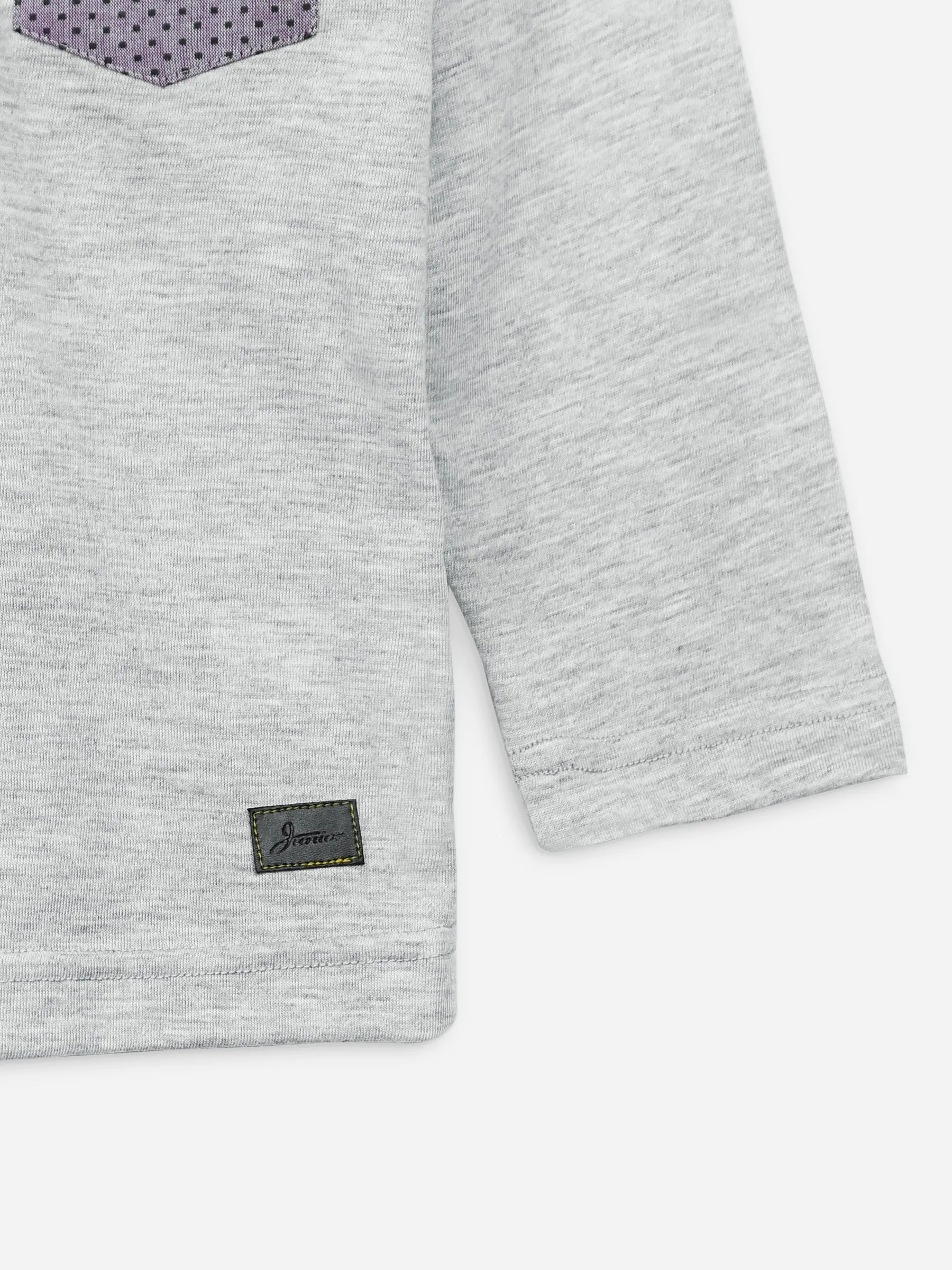 Grey Long Sleeve Casual T-Shirt With Pocket