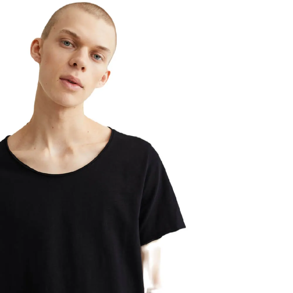 H&M Raw-edge T-shirt, black