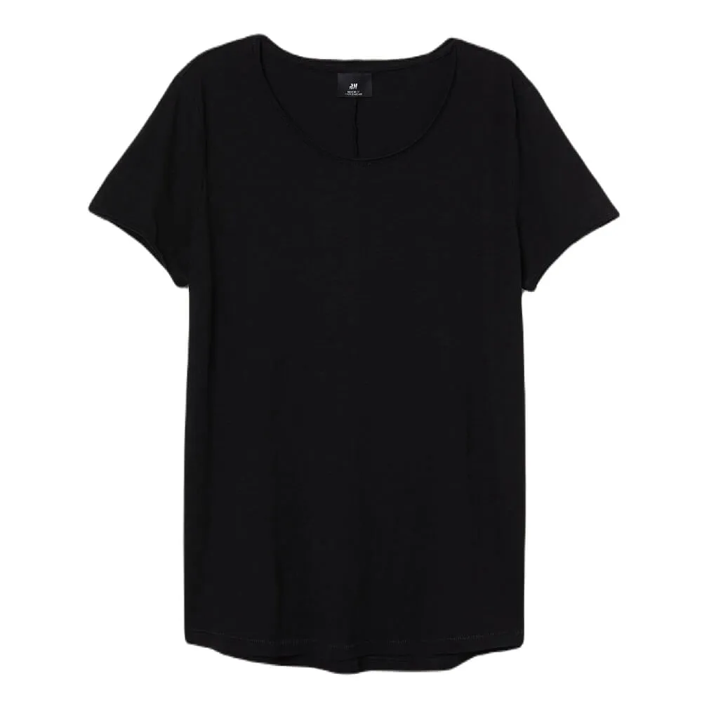 H&M Raw-edge T-shirt, black