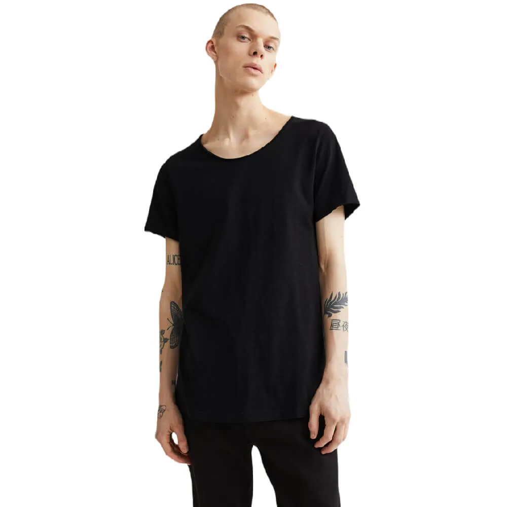 H&M Raw-edge T-shirt, black