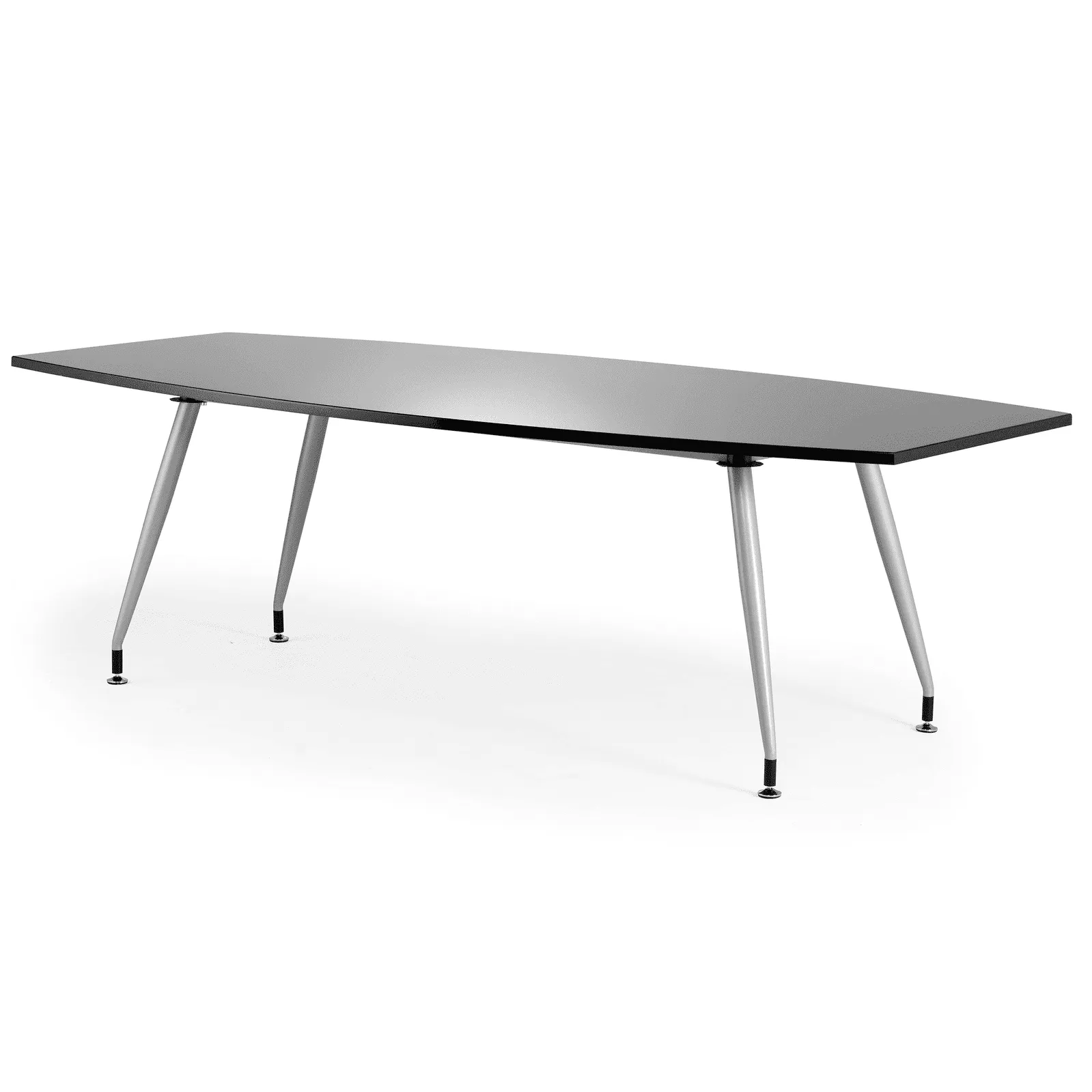 Hi-Gloss Rectangular Writable Boardroom Table - Self-Assembly, MFC Material, Silver Post Legs, 1800x1200 or 2400x1200, 5-Year Guarantee