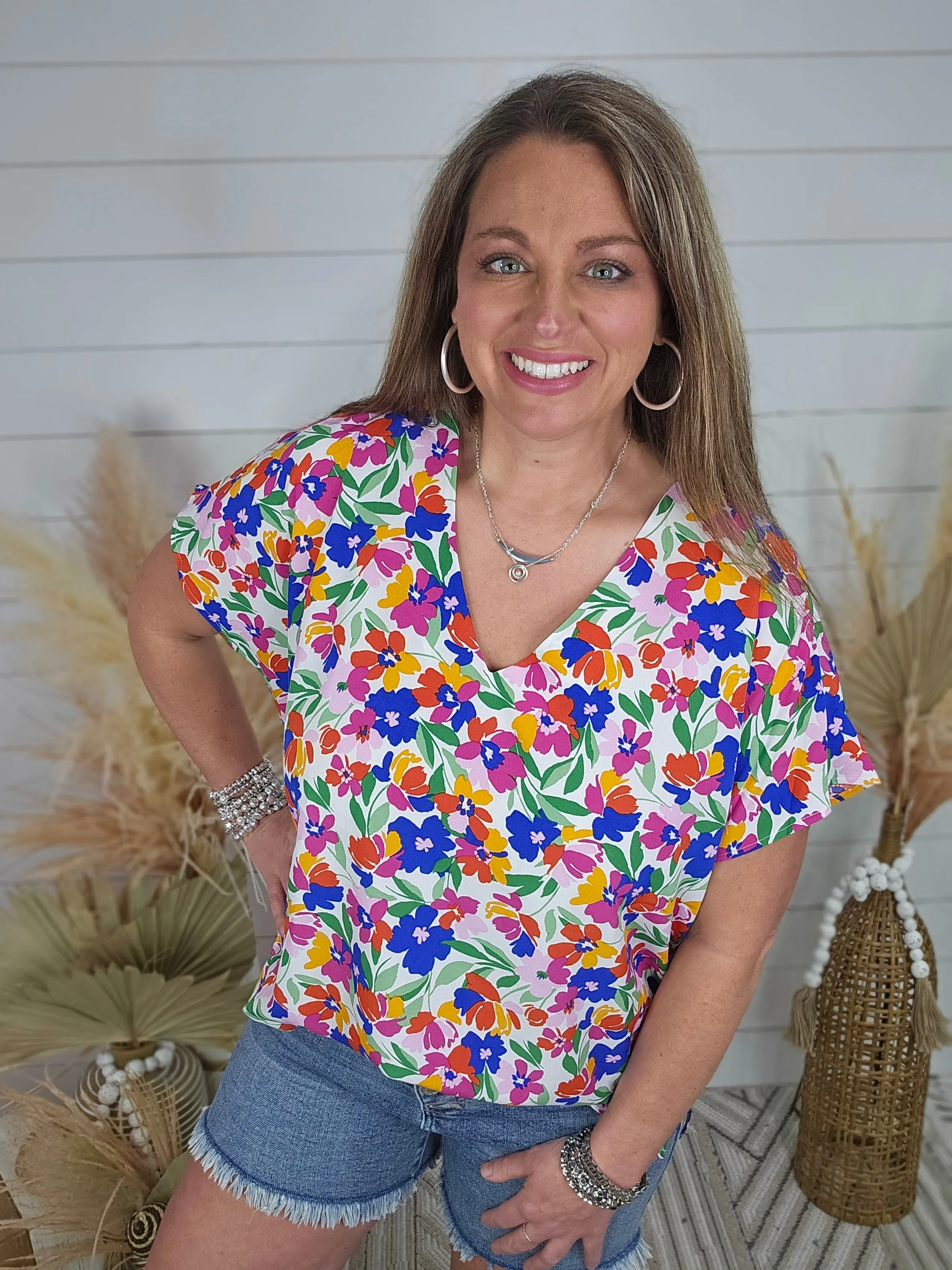 IVORY DOLMAN OVERSIZED WOVEN FLORAL TOP