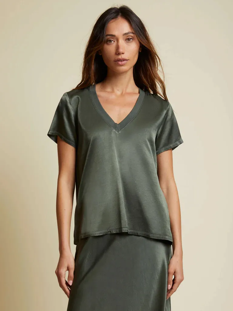 June Satin V Neck Top