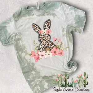 Leopard Bunny  | Distressed Tee | Bella Canvas |Unisex Tee