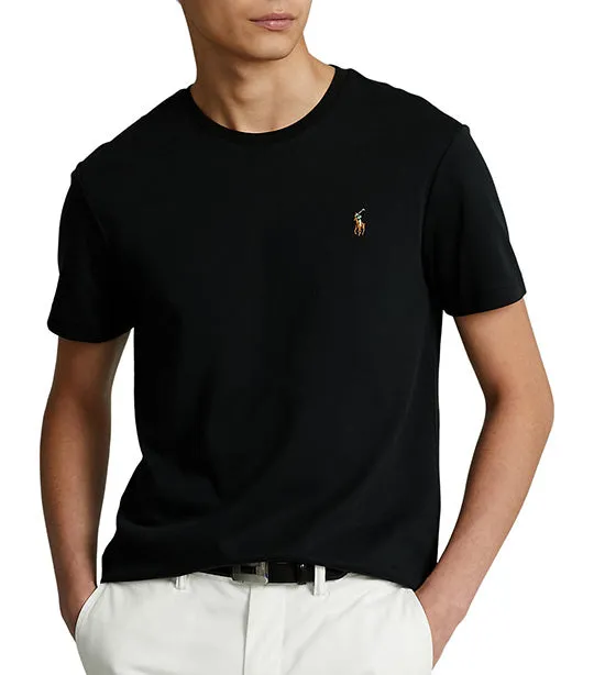 Men's Custom Slim Fit Soft Cotton T-Shirt Polo Black