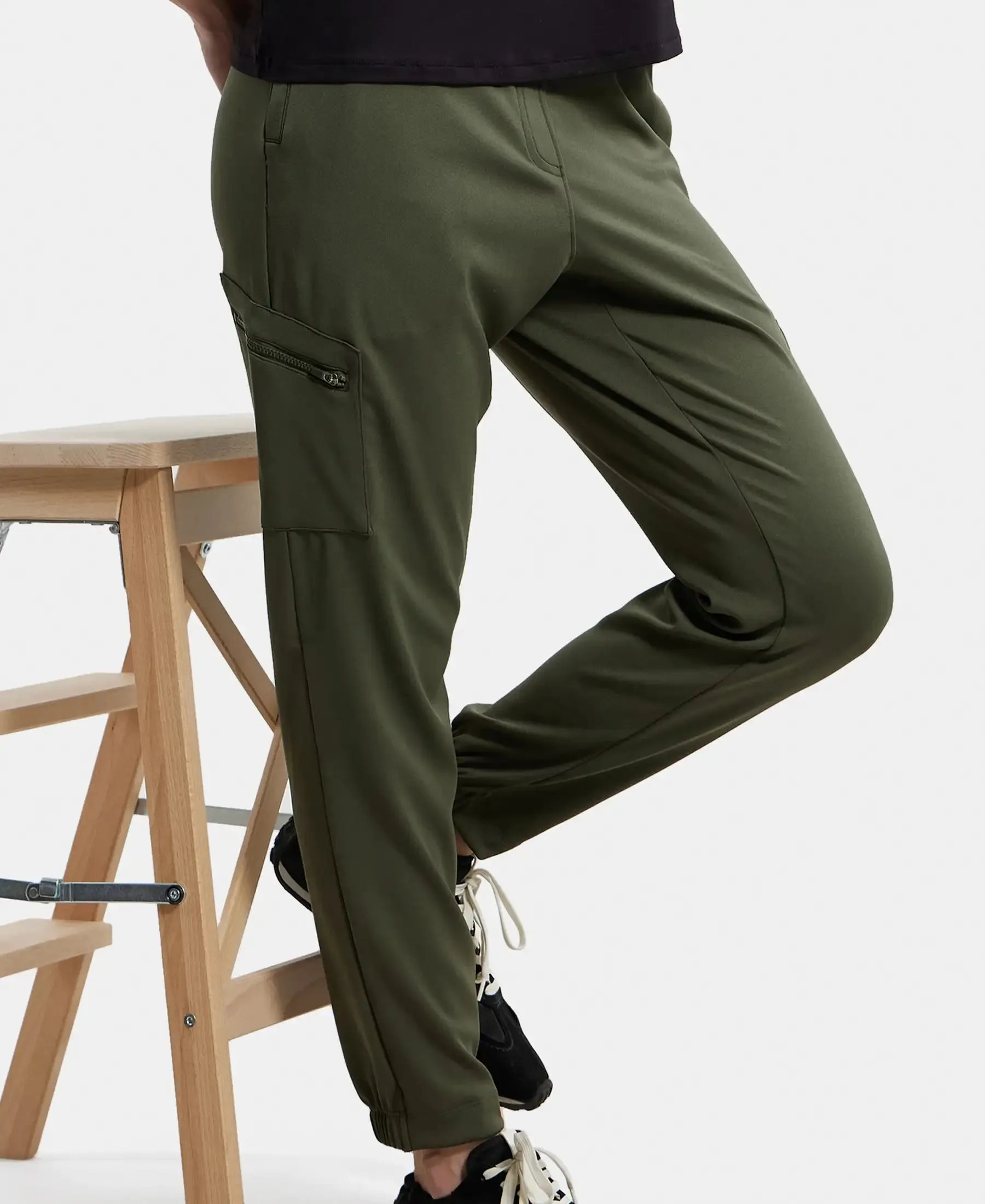 Microfiber Fabric Regular Fit Solid Travel Pants - Deep Depths