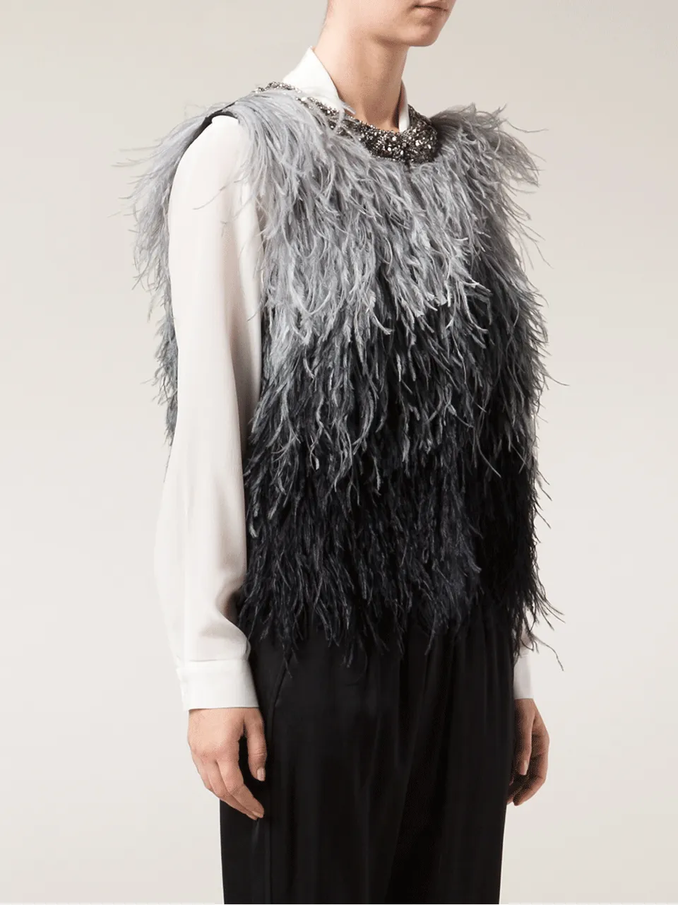 Ostrich Ombre Feather Vest