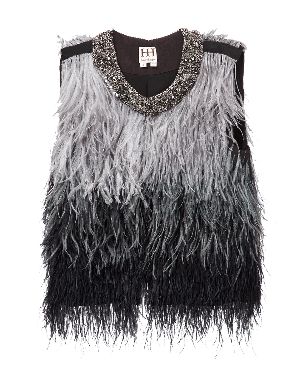 Ostrich Ombre Feather Vest
