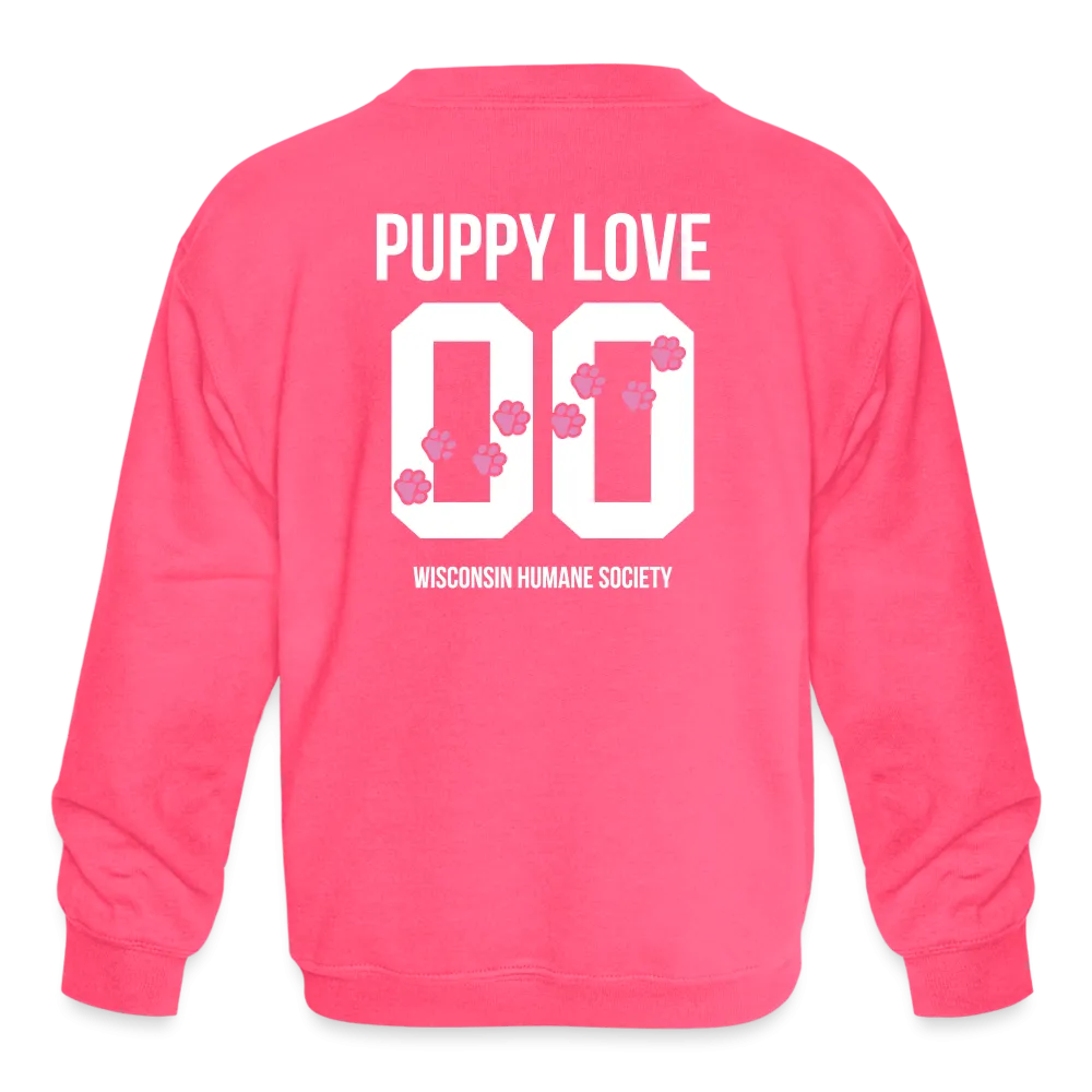 Pink Puppy Love Kids' Crewneck Sweatshirt