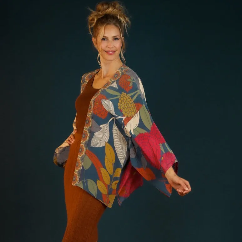 Powder Winter Floral Kimono Jacket short - Heather