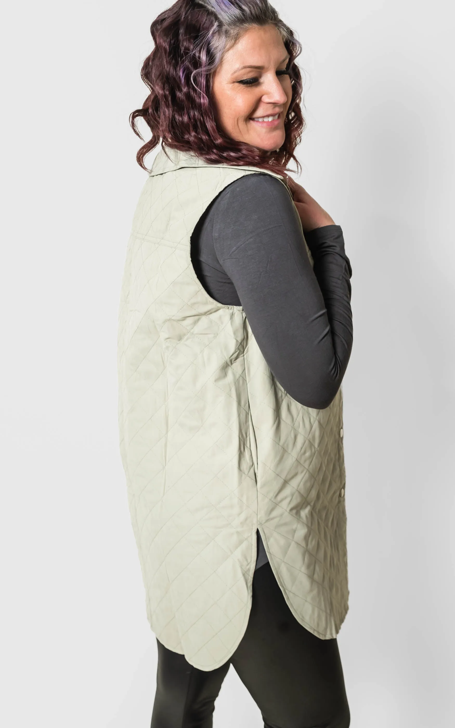 Quilted Button Down Long Vest - Final Sale