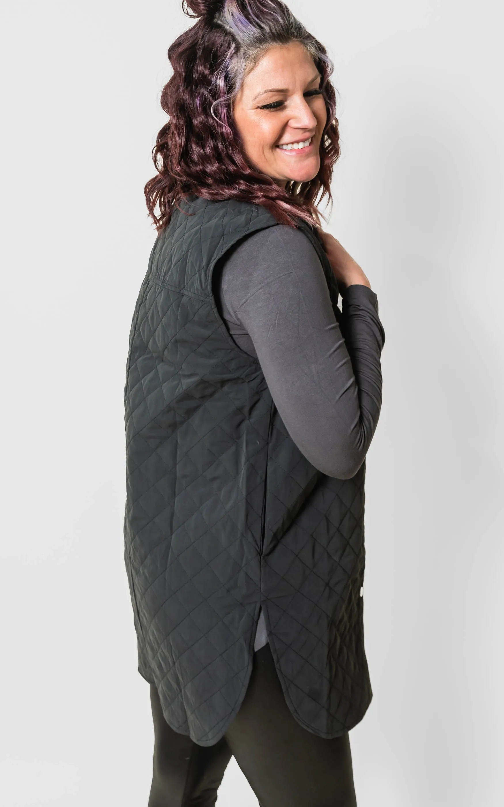 Quilted Button Down Long Vest - Final Sale