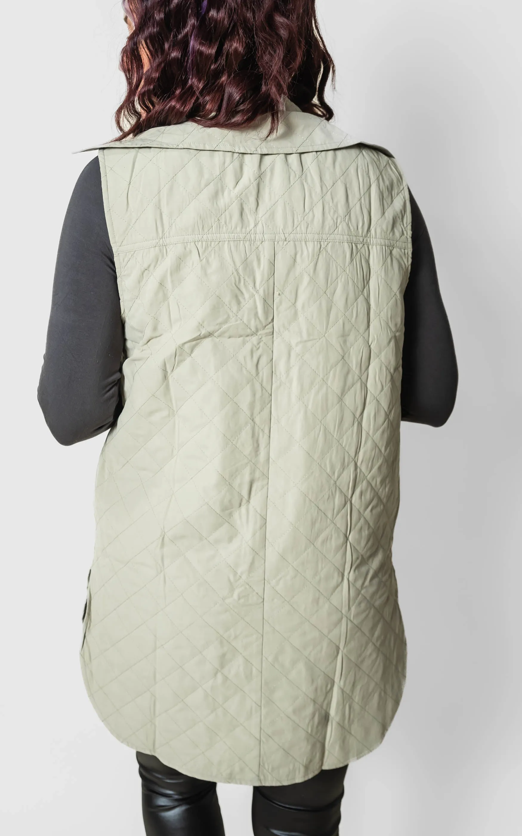 Quilted Button Down Long Vest - Final Sale