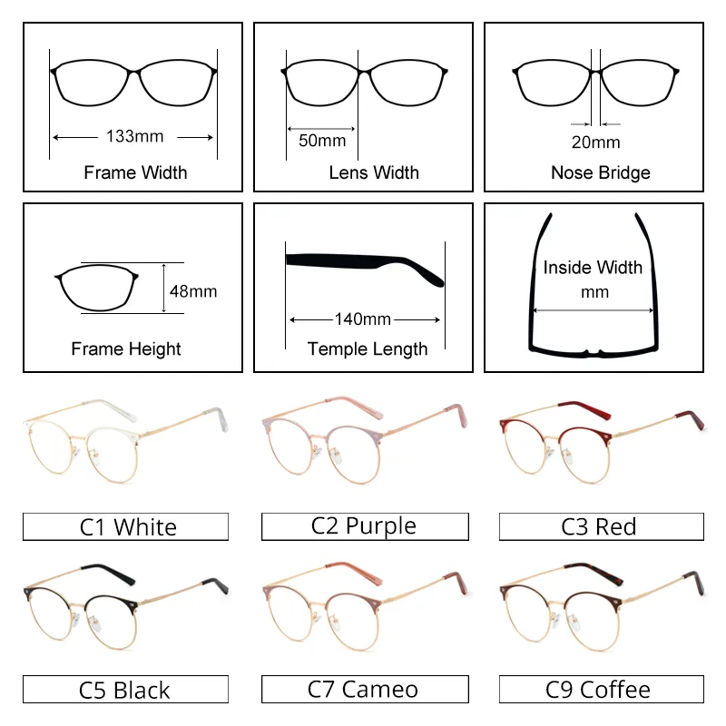 Ralferty Women's Full Rim Round Alloy Eyeglasses F95600