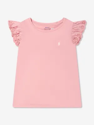 Ralph Lauren Girls Ruffle Trim T-Shirt