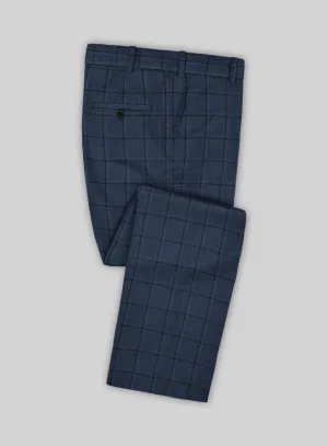 Reda Casi Blue Checks Wool Pants