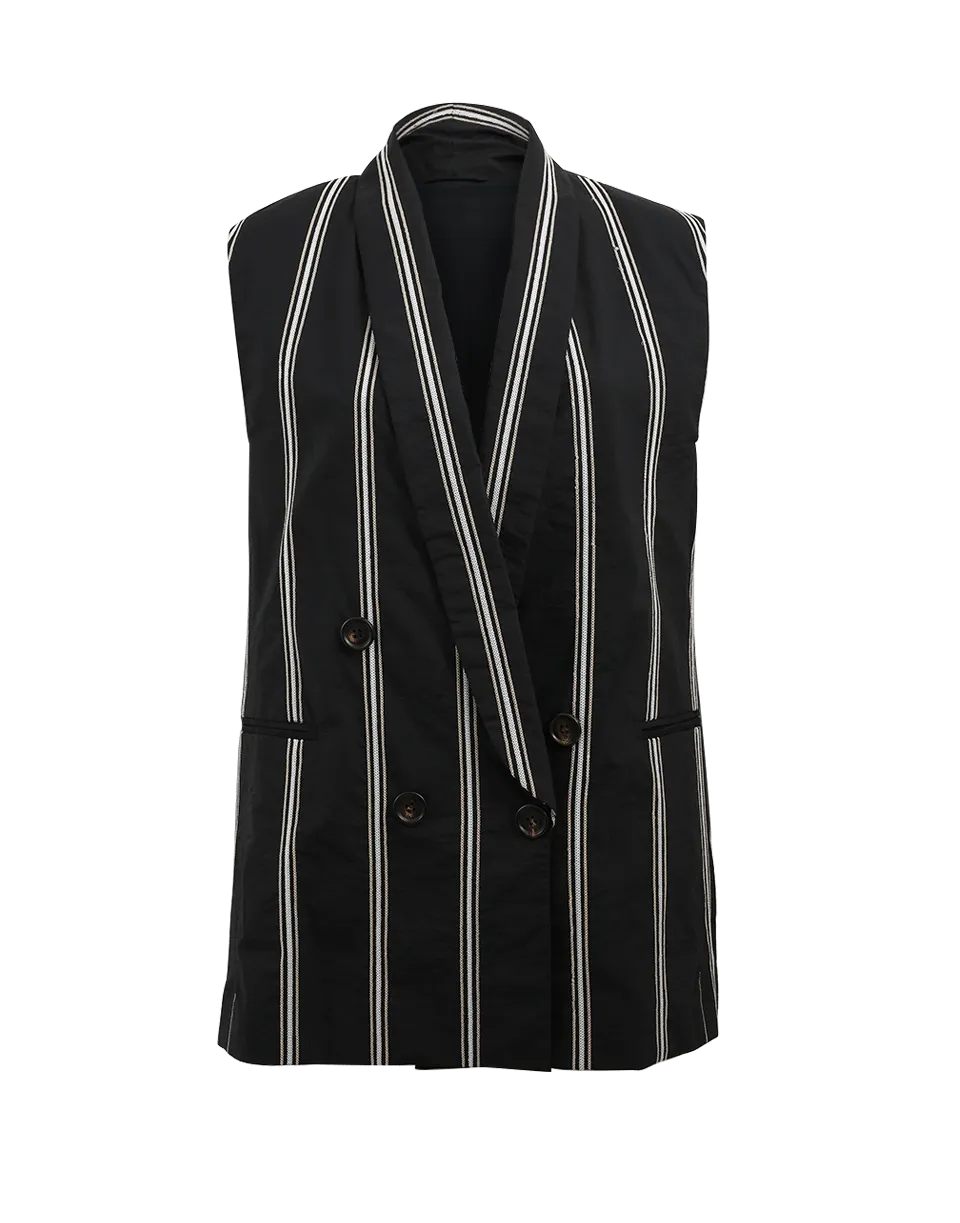 Striped Single Button Vest