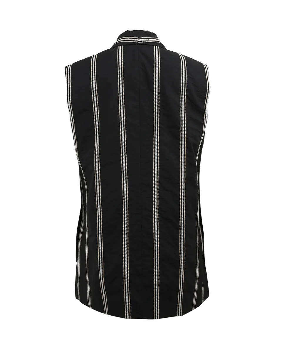 Striped Single Button Vest