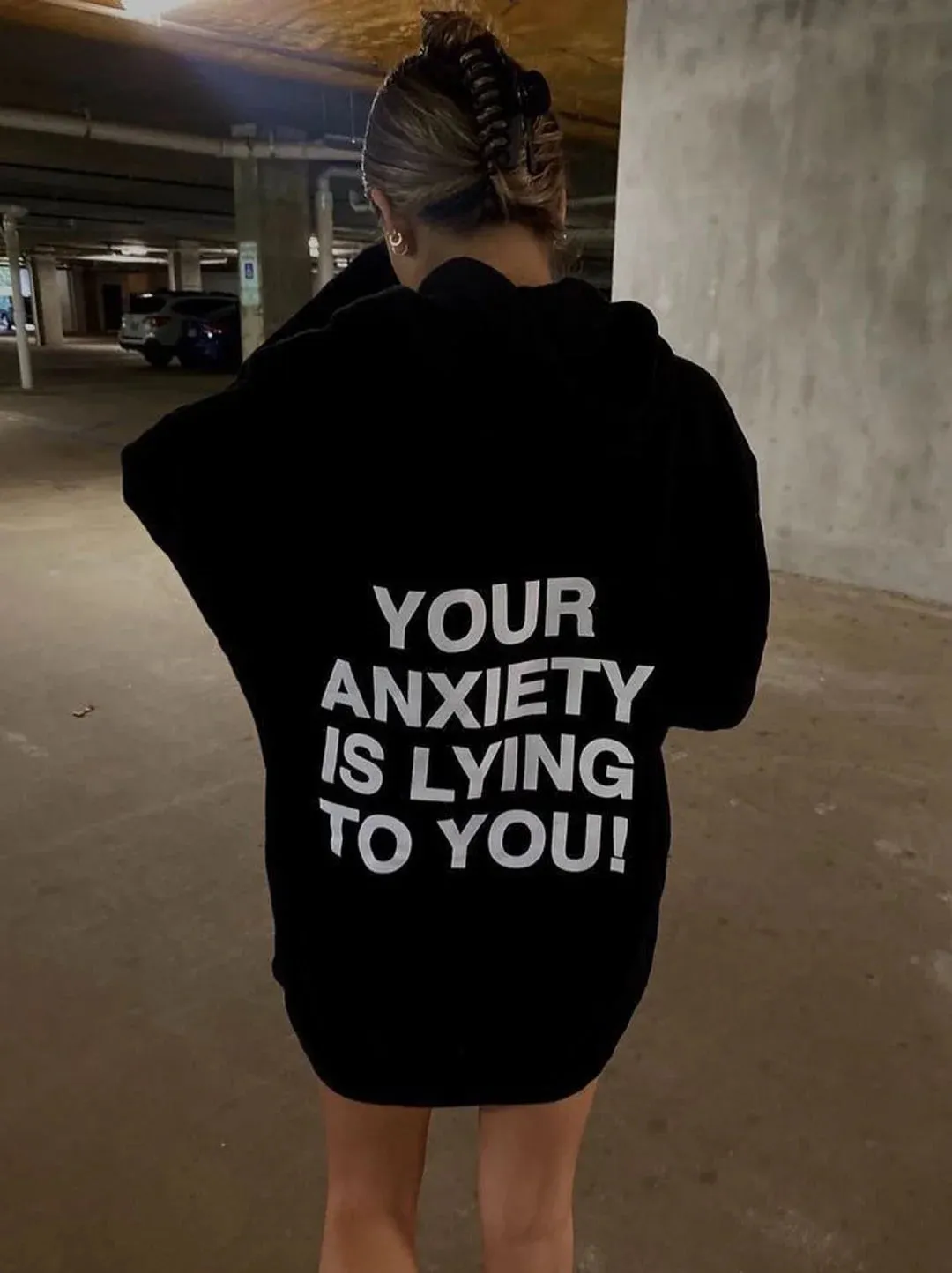 SXV  'Your anxiety is lying to you’ Printed Cool Aesthetic Sweatshirt Hoodie