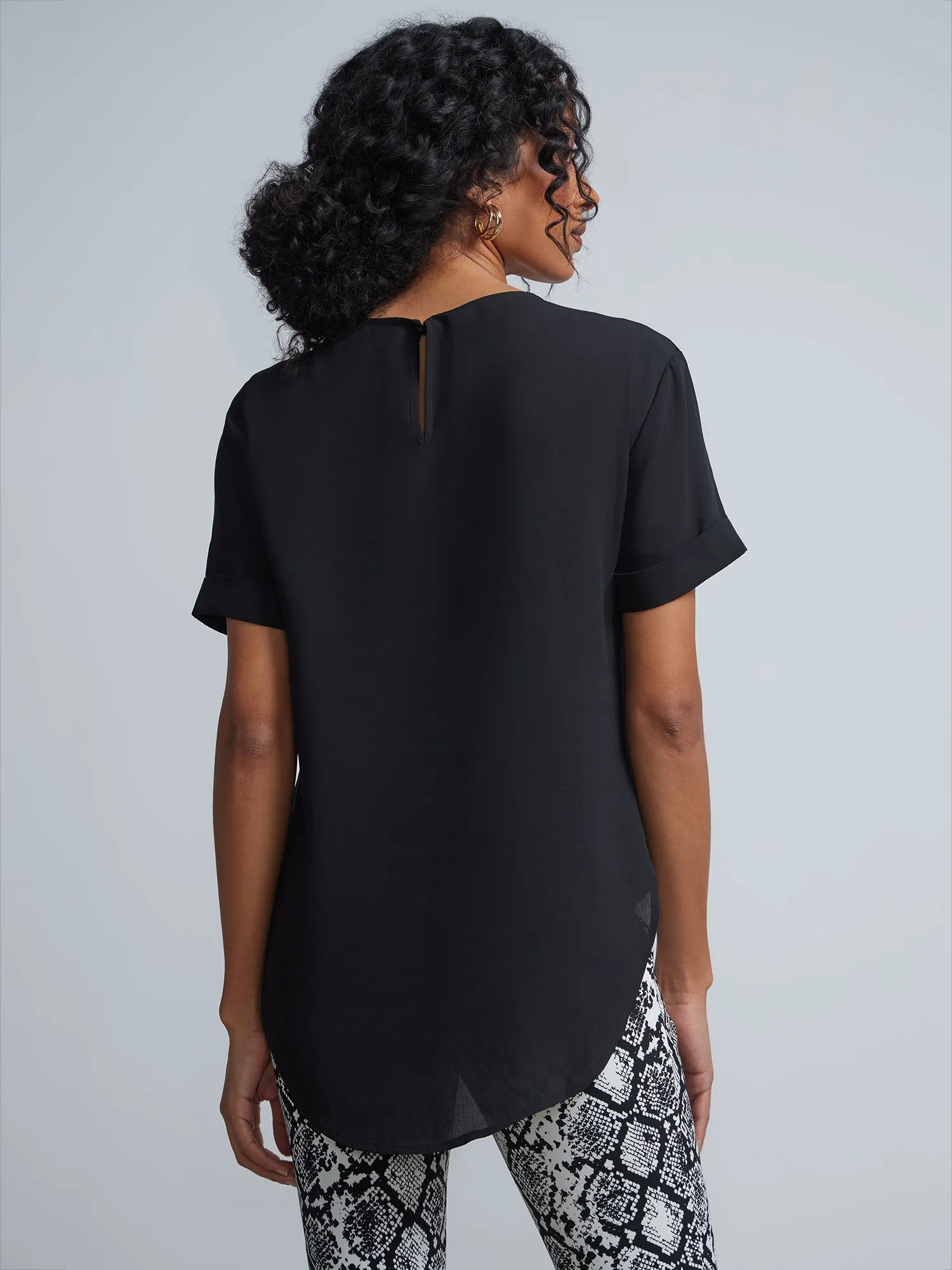 Tall Crewneck Side-Slit Cuffed Tee