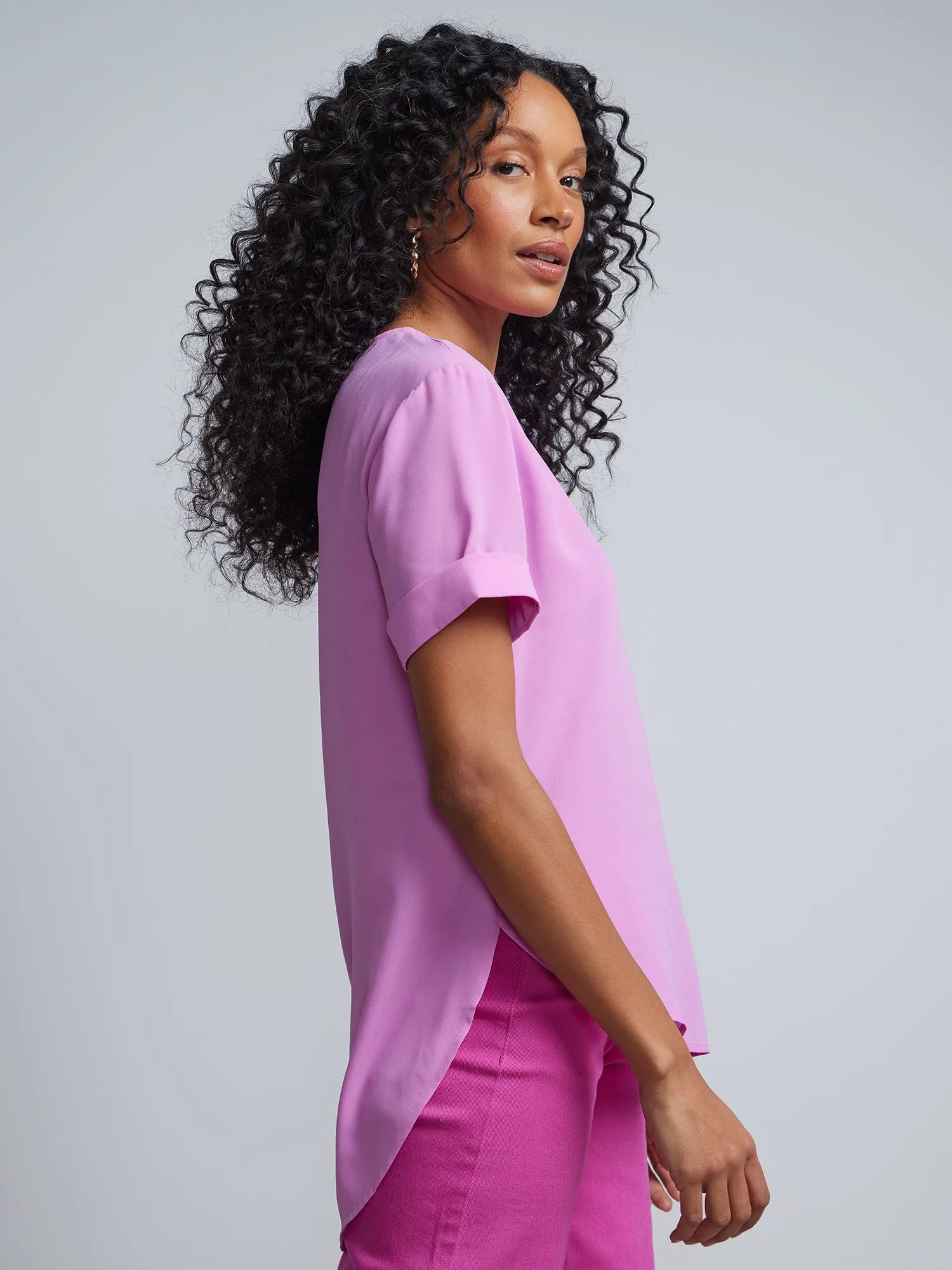 Tall Crewneck Side-Slit Cuffed Tee