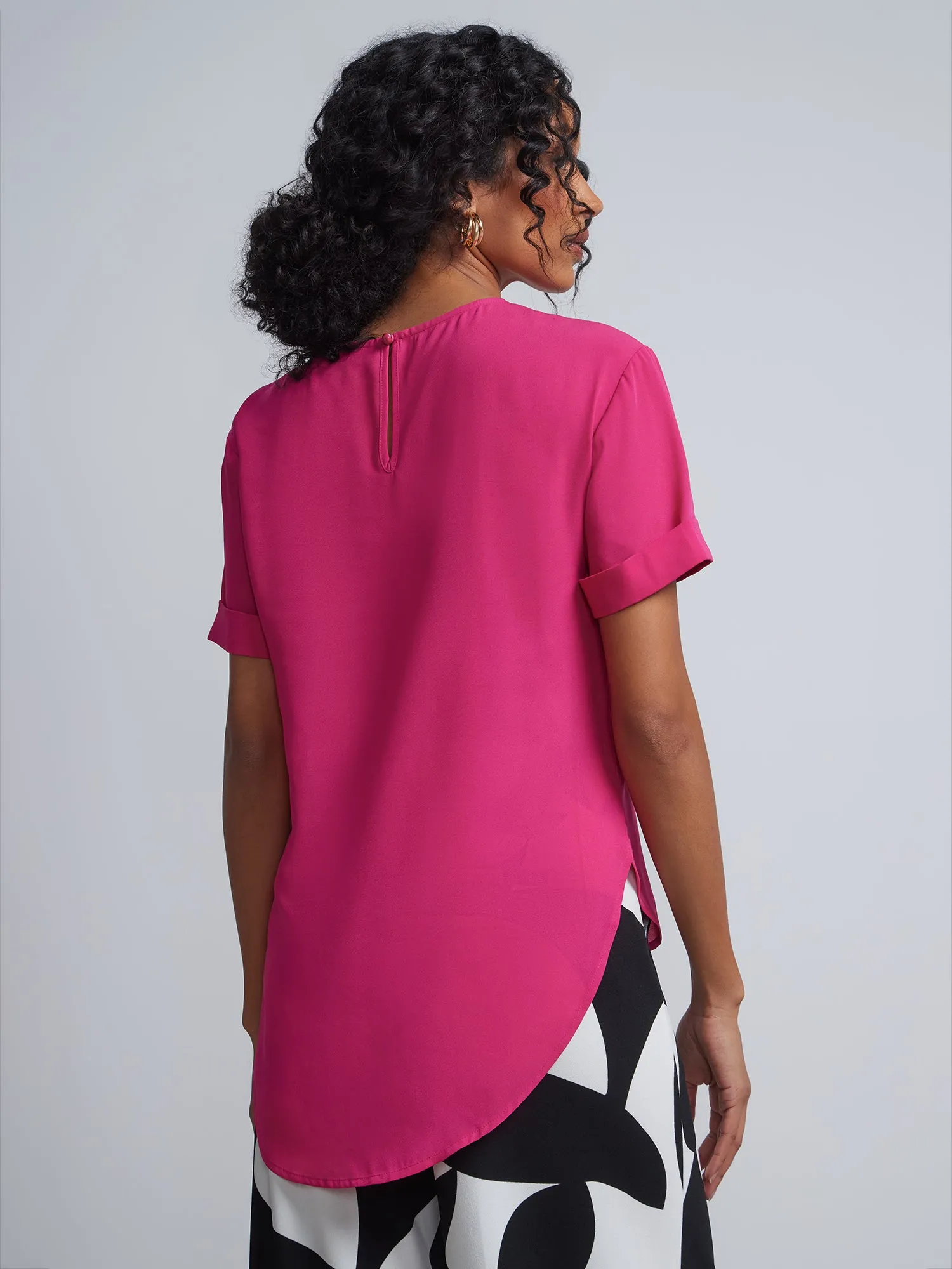Tall Crewneck Side-Slit Cuffed Tee