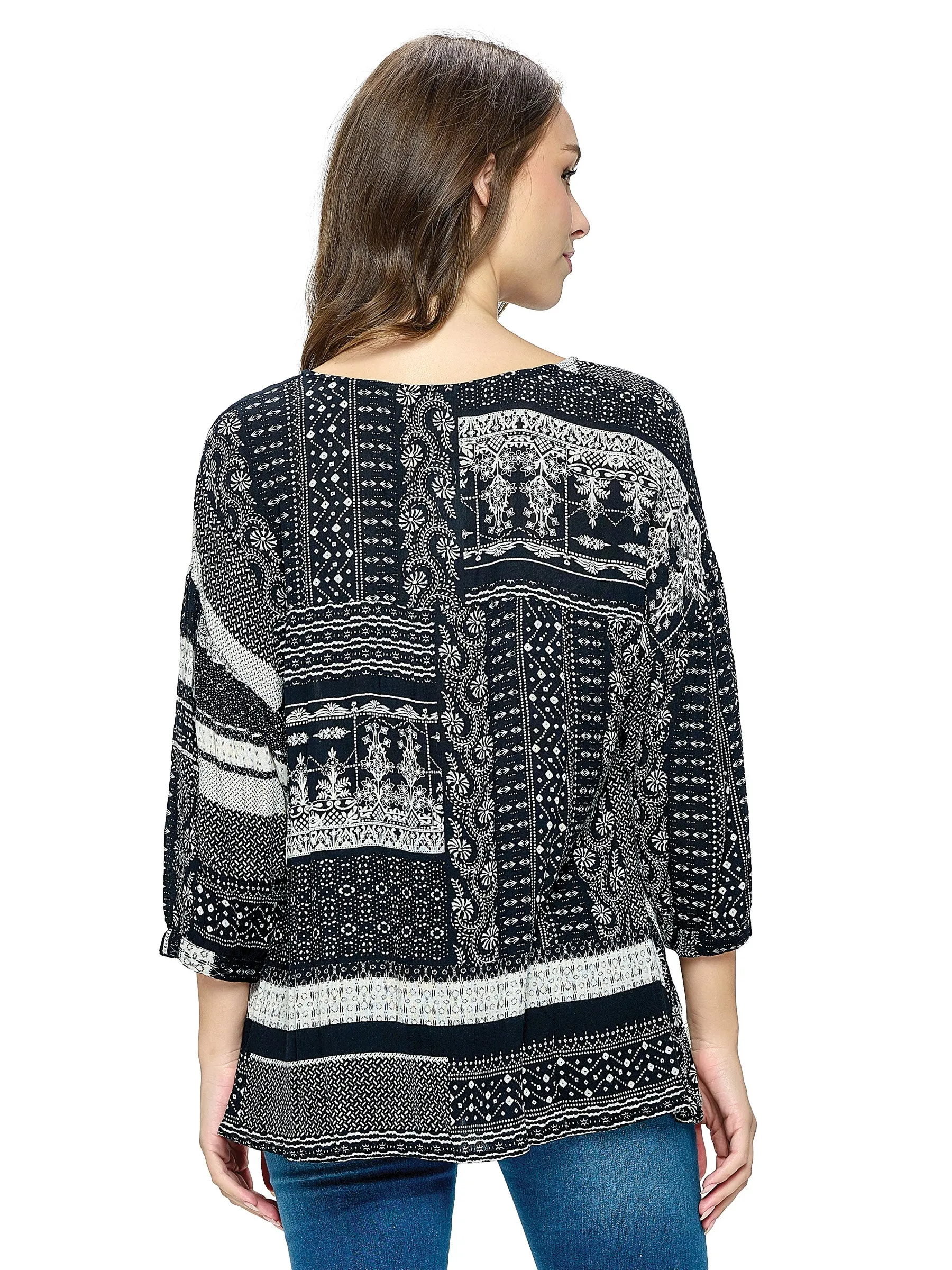 Tops Patchwork Print Loose Fit