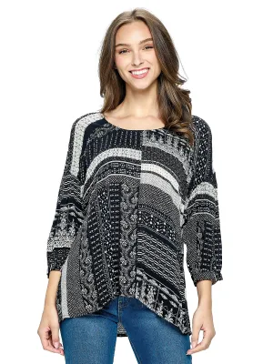 Tops Patchwork Print Loose Fit