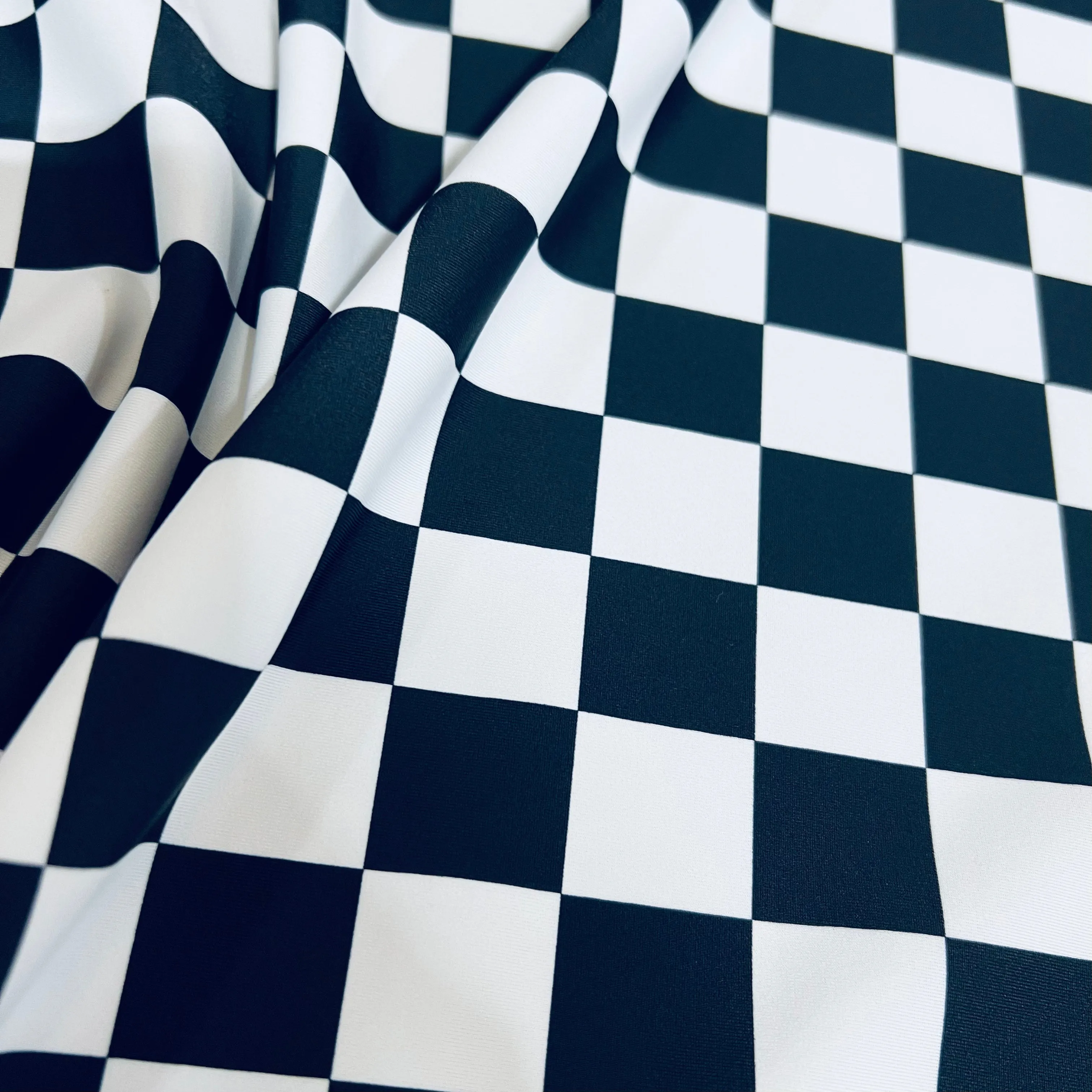 UV  Black & White Checkered Spandex Fabric